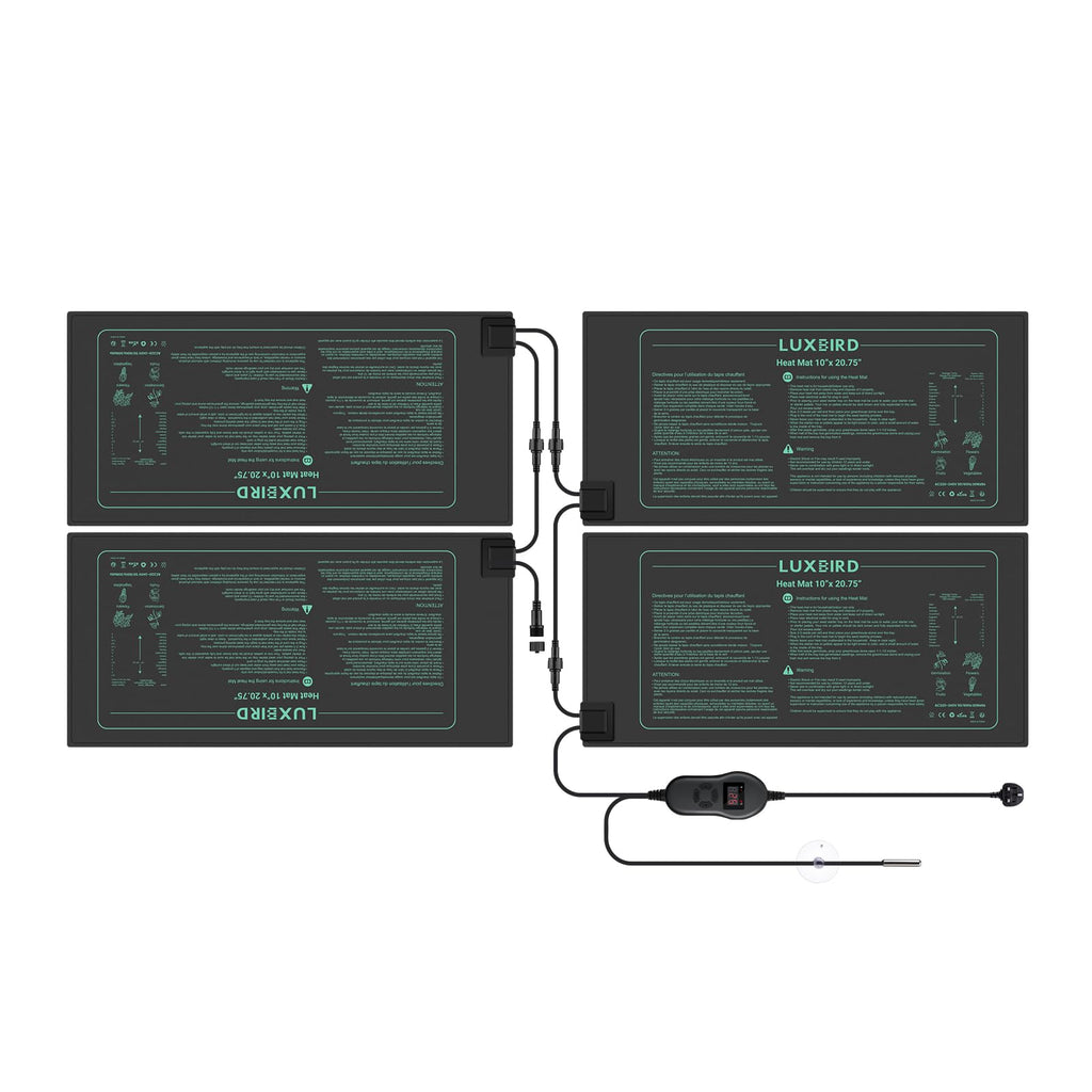 Luxbird 4-Pack Seedling Heat Mats with Digital Thermostat, 10" x 20.75"