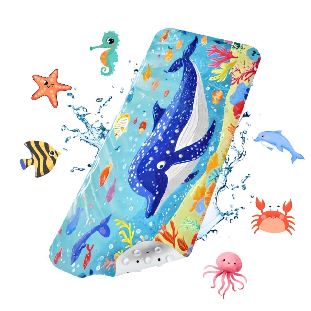 Kids Non-Slip Bath Mat – 100x40cm Anti-Mould PVC Bathtub Mat