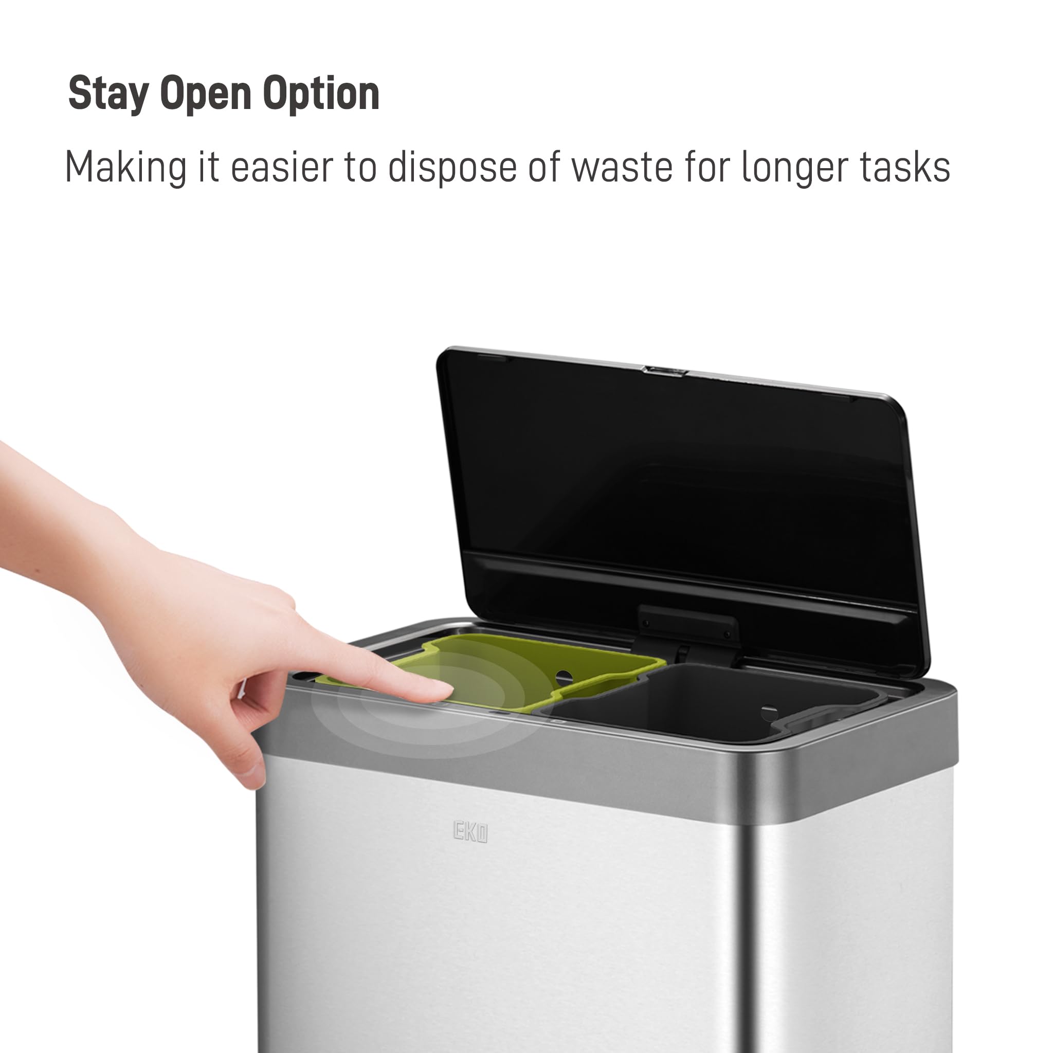EKO Mirage X Sensor Bin | 40L Dual Compartment Stainless Steel
