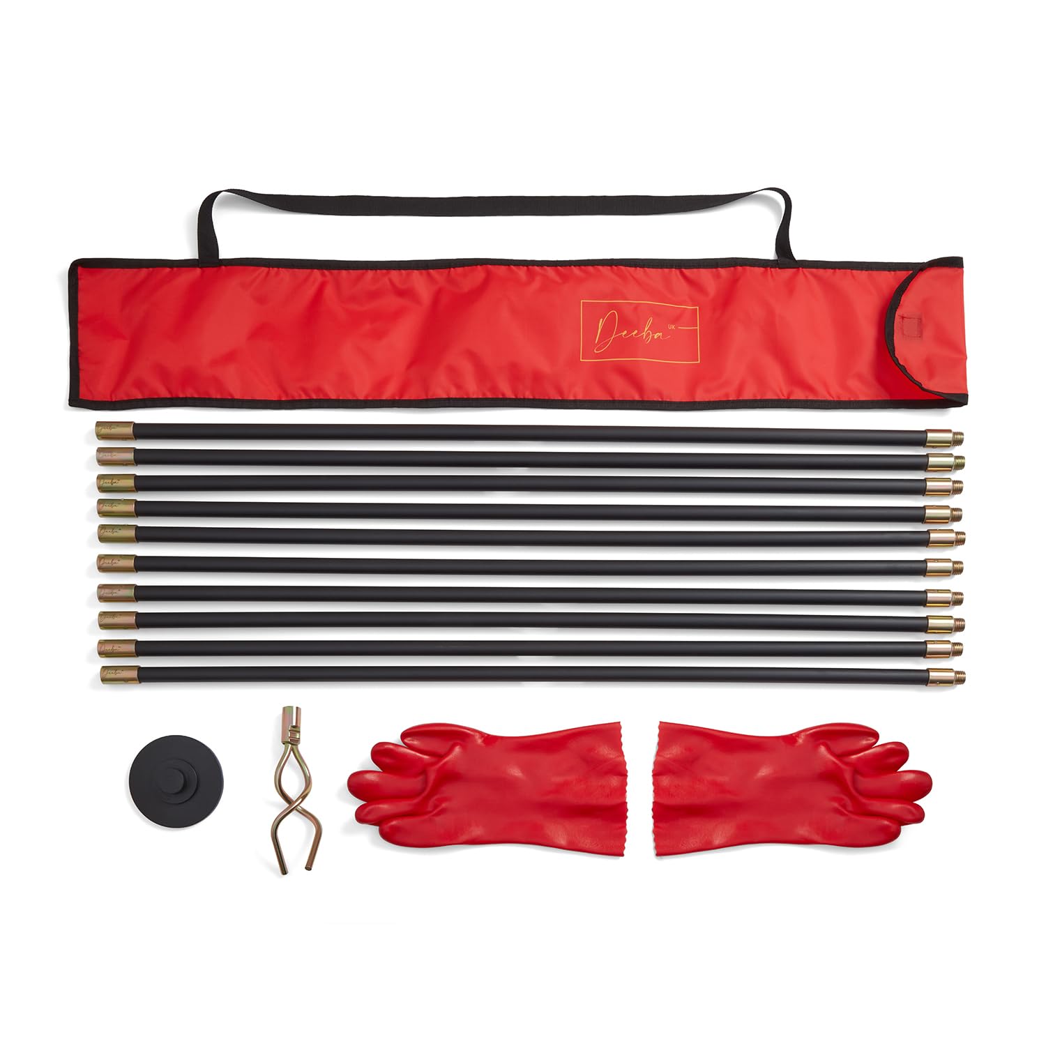 Deeba UK 10M Drain Rod Kit | Flexible Cleaner with Gloves & Bag