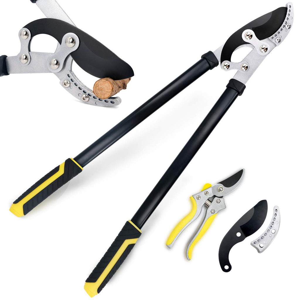 Jardineer Heavy Duty Anvil Loppers and Pruning Shears with Spare Blade