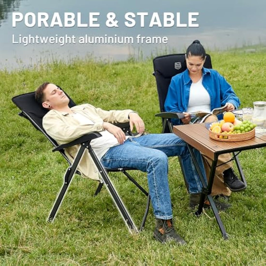 TIMBER RIDGE Folding Camping Chairs Set of 2 | Heavy Duty 4-Position Recliner