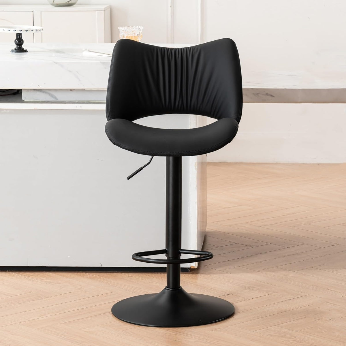 YOUNUOKE Single Bar Stool, Swivel Counter Height Barstool, Black - image 1