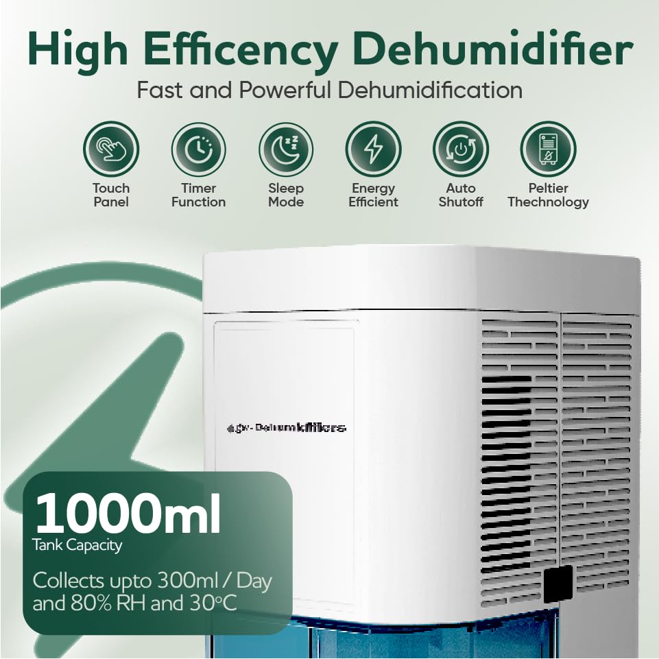 GW 1000ml Portable Dehumidifier – Energy Efficient Quiet Electric Unit