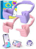 CALDEVER Adjustable Shy Fingers Phone Stand for Desk, 2-Pack Purple & Pink