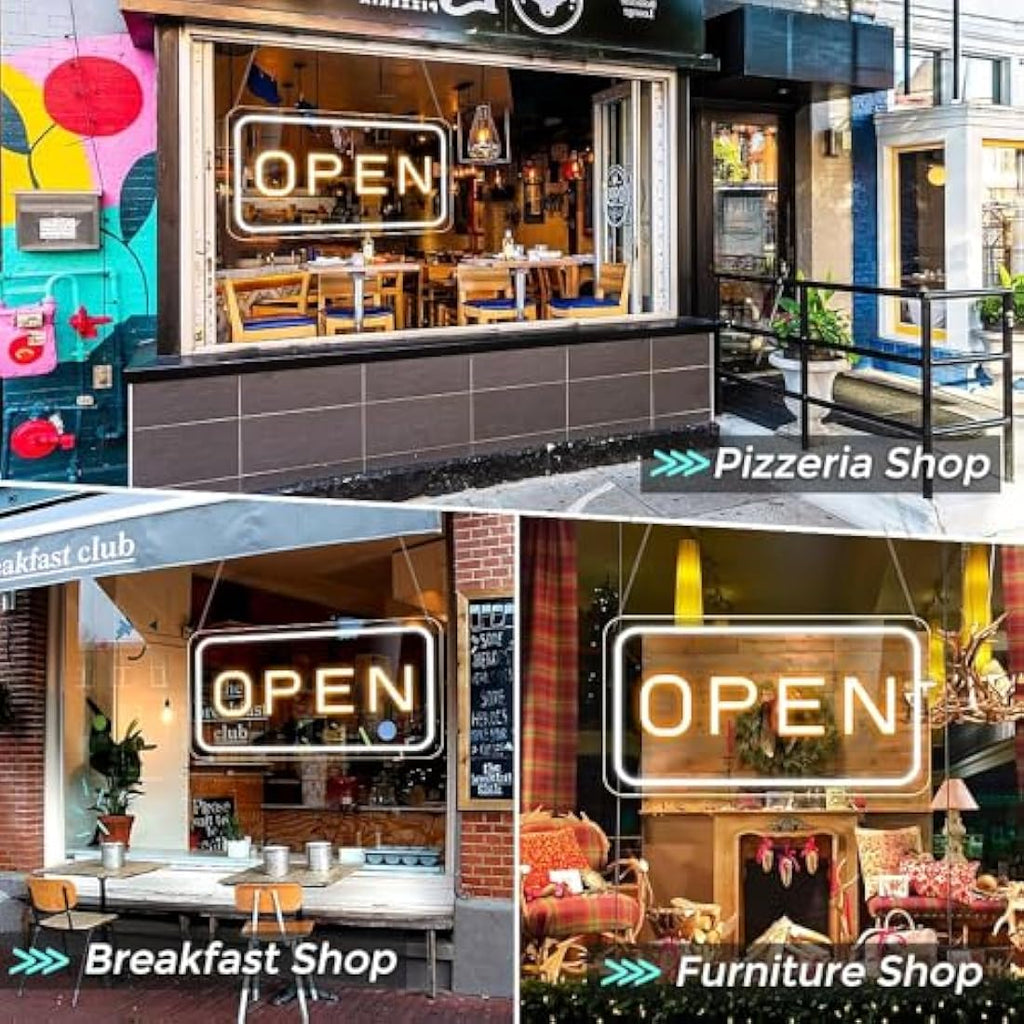 LightingWill LED Neon Open Sign | 23x12 Yellow/White Business Signage