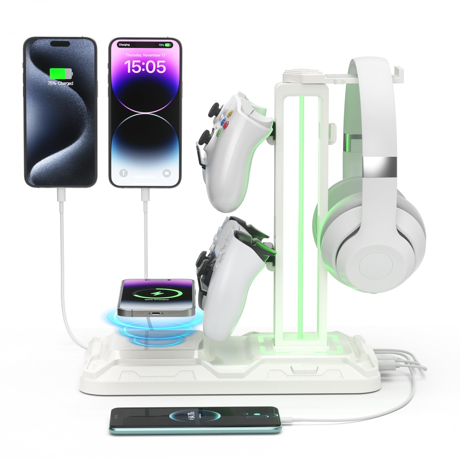 KDD Gaming Headset Stand with Wireless Charging and RGB Light Modes