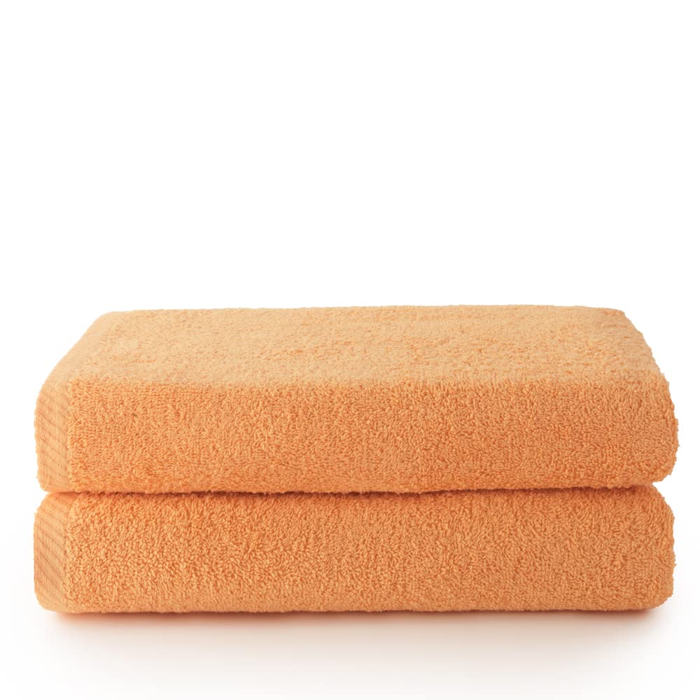 Top Towel Plus Large Bath Towels - 100% Cotton 100x150cm - Papaya (2 Pack)