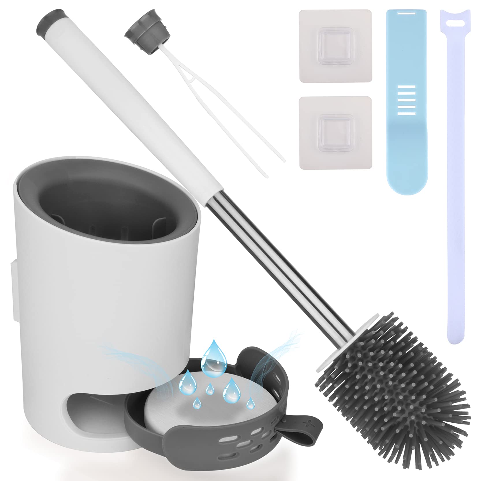 Jolof Store Silicone Toilet Brush and Holder Set with Diatom Mud Pad