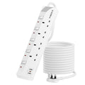 Jolof Store 5M Extension Lead | 4 Way Multi Plug with 20W USB C PD