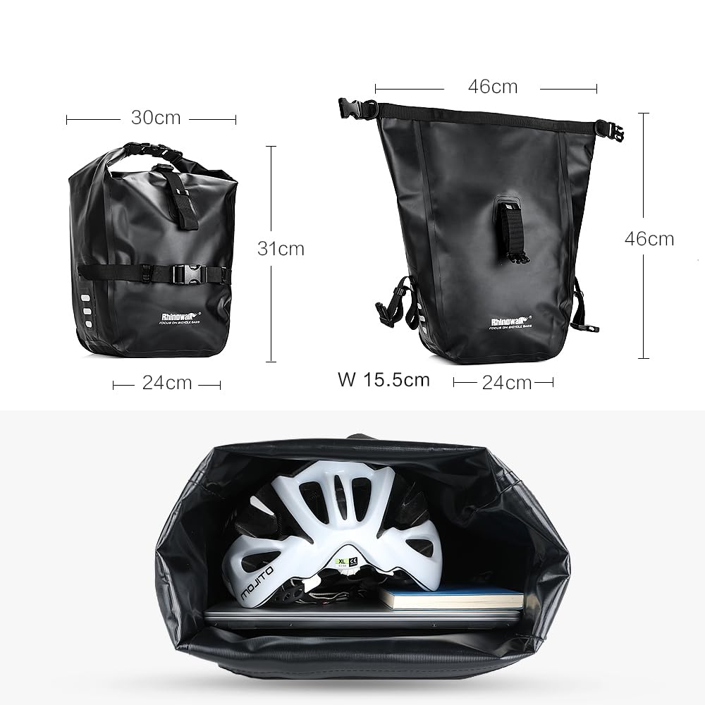 Rhinowalk Waterproof Bicycle Pannier Bag – 500D PVC Rear Seat Bag