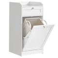 VASAGLE Bathroom Cabinet with Tilt-Out Laundry Hamper - Cloud White