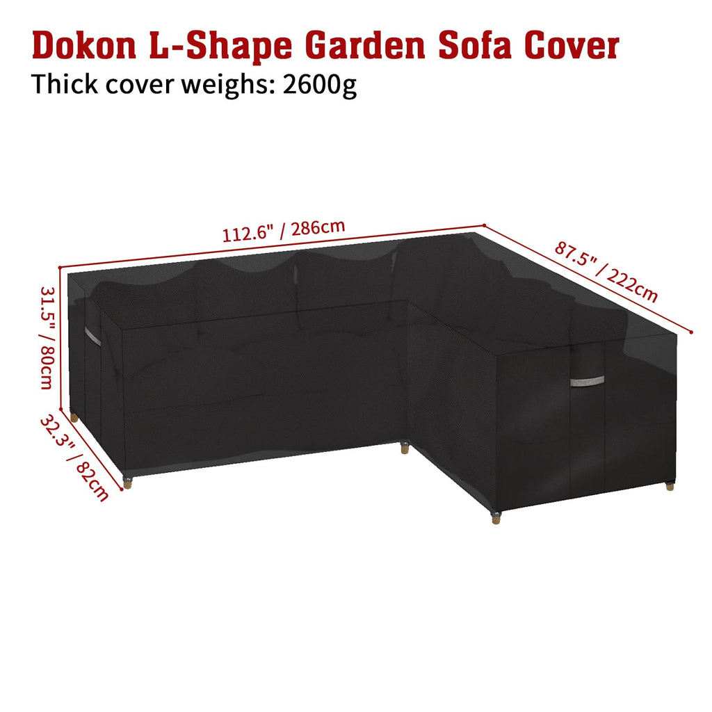 Dokon L-Shape Garden Furniture Cover | Heavy Duty 600D Oxford Fabric