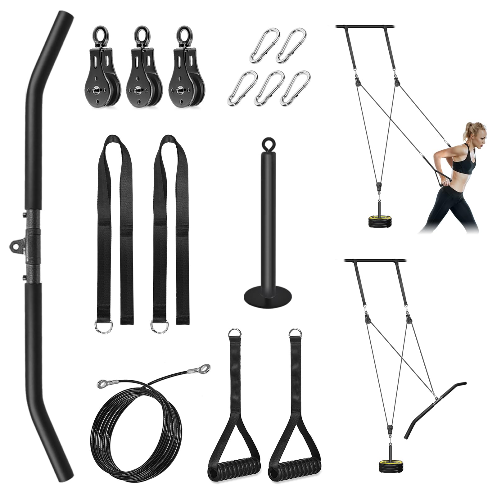 FASPUP Home Gym Cable Pulley System – LAT Pull Down & Arm Workout Kit