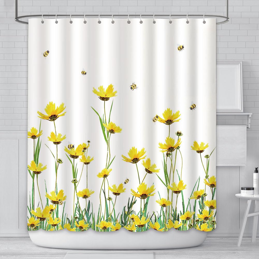 Spring Flower Shower Curtain | Waterproof Polyester, 71x78 in