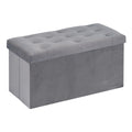 Bonlife Folding Velvet Ottoman Storage Bench | 80cm Footrest Toy Chest