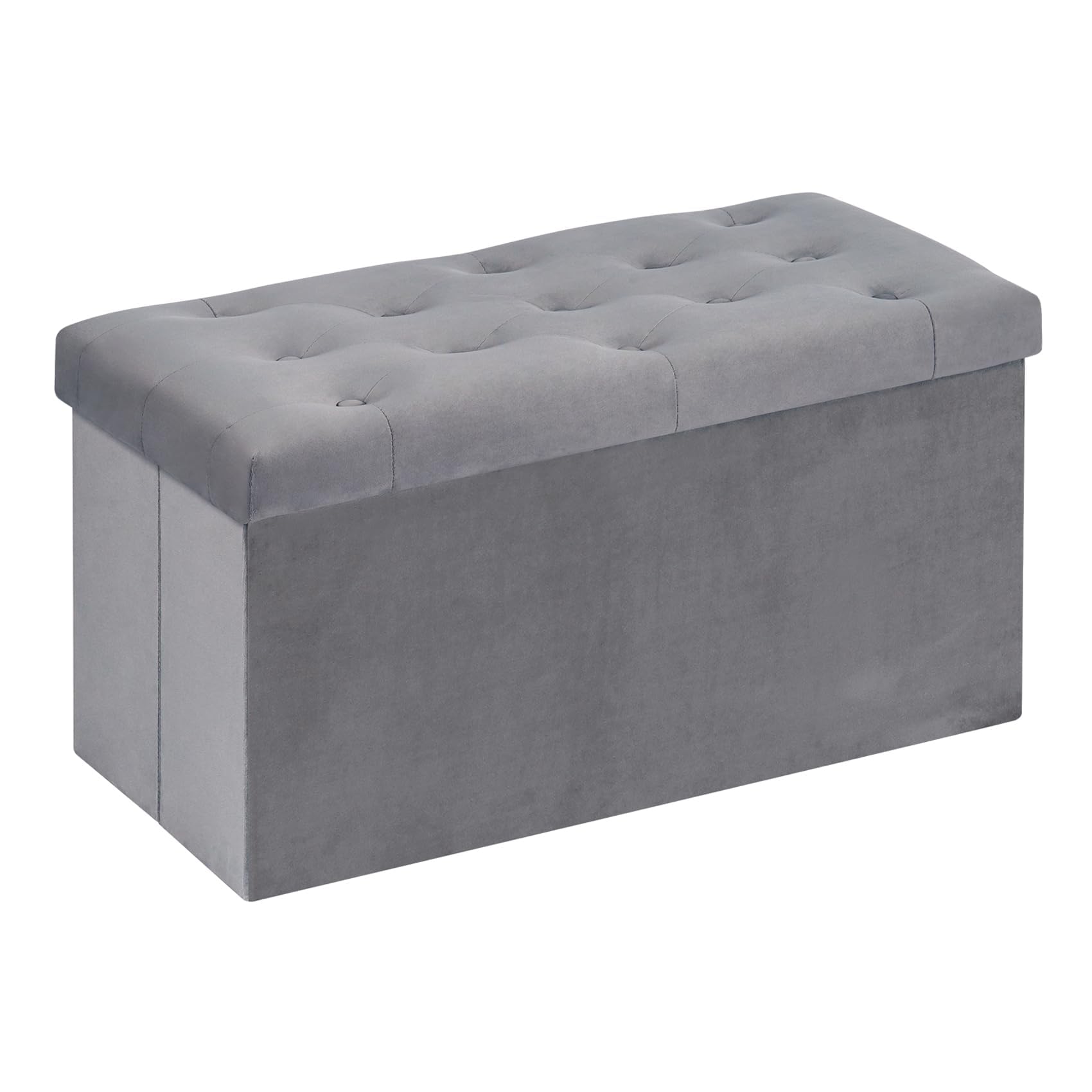 Bonlife Folding Velvet Ottoman Storage Bench | 80cm Footrest Toy Chest