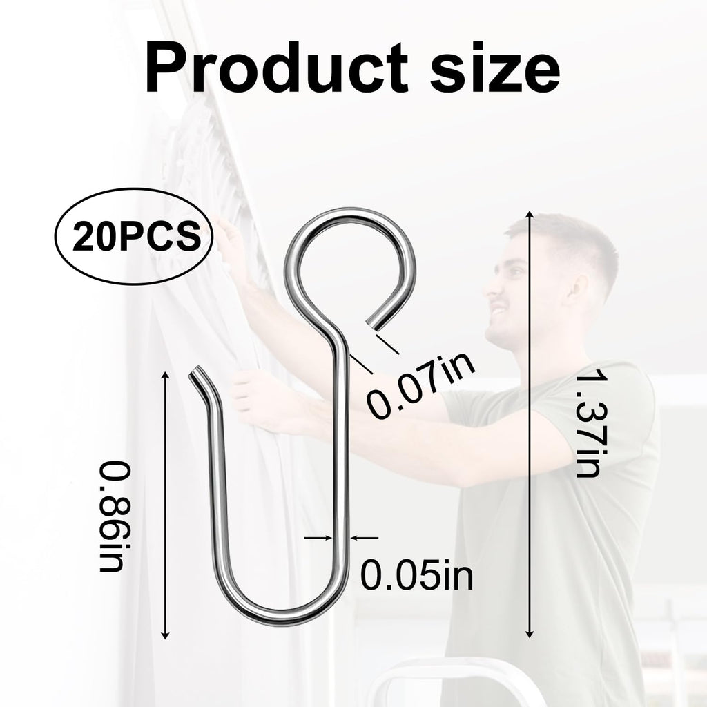 Uskerb Metal Curtain Hooks 20Pcs - Versatile Track Hooks for Windows, Doors & Showers - image 2
