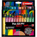 STABILO Pen 68 MAX Chisel Tip Premium Fibre-Tip Pens - 24 Assorted Colours