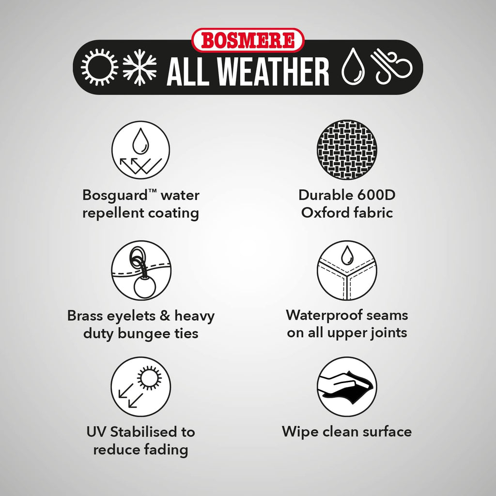 Bosmere Waterproof Picnic Table Cover - Heavy Duty 600D Oxford - Charcoal