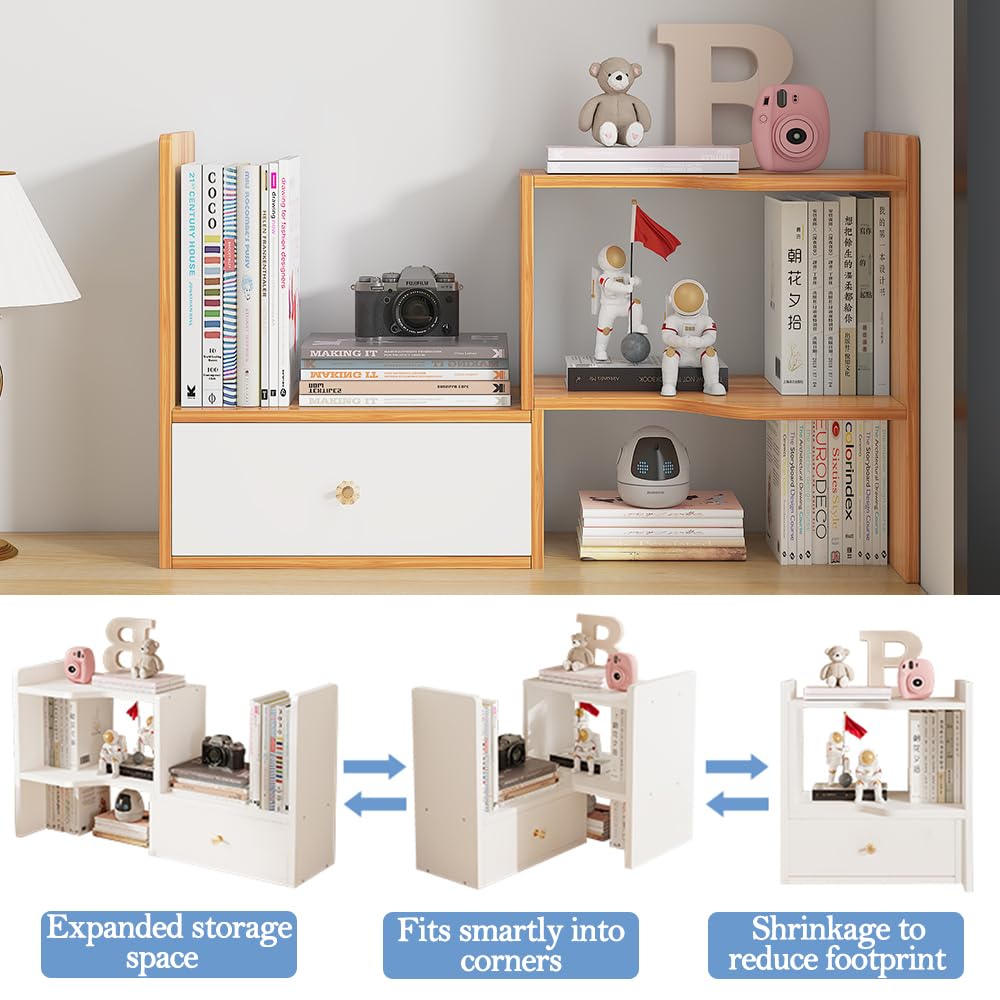 Expandable Desktop Bookshelf, Freestanding Adjustable Office Storage Rack - image 5