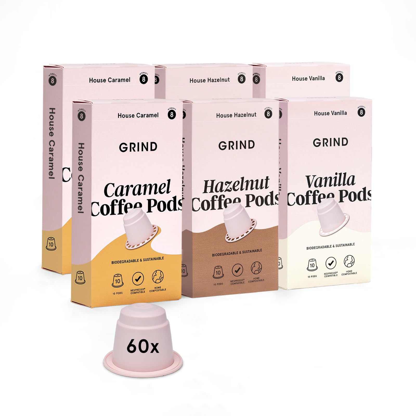 Grind Flavoured Coffee Pods – 60 Biodegradable Nespresso Capsules