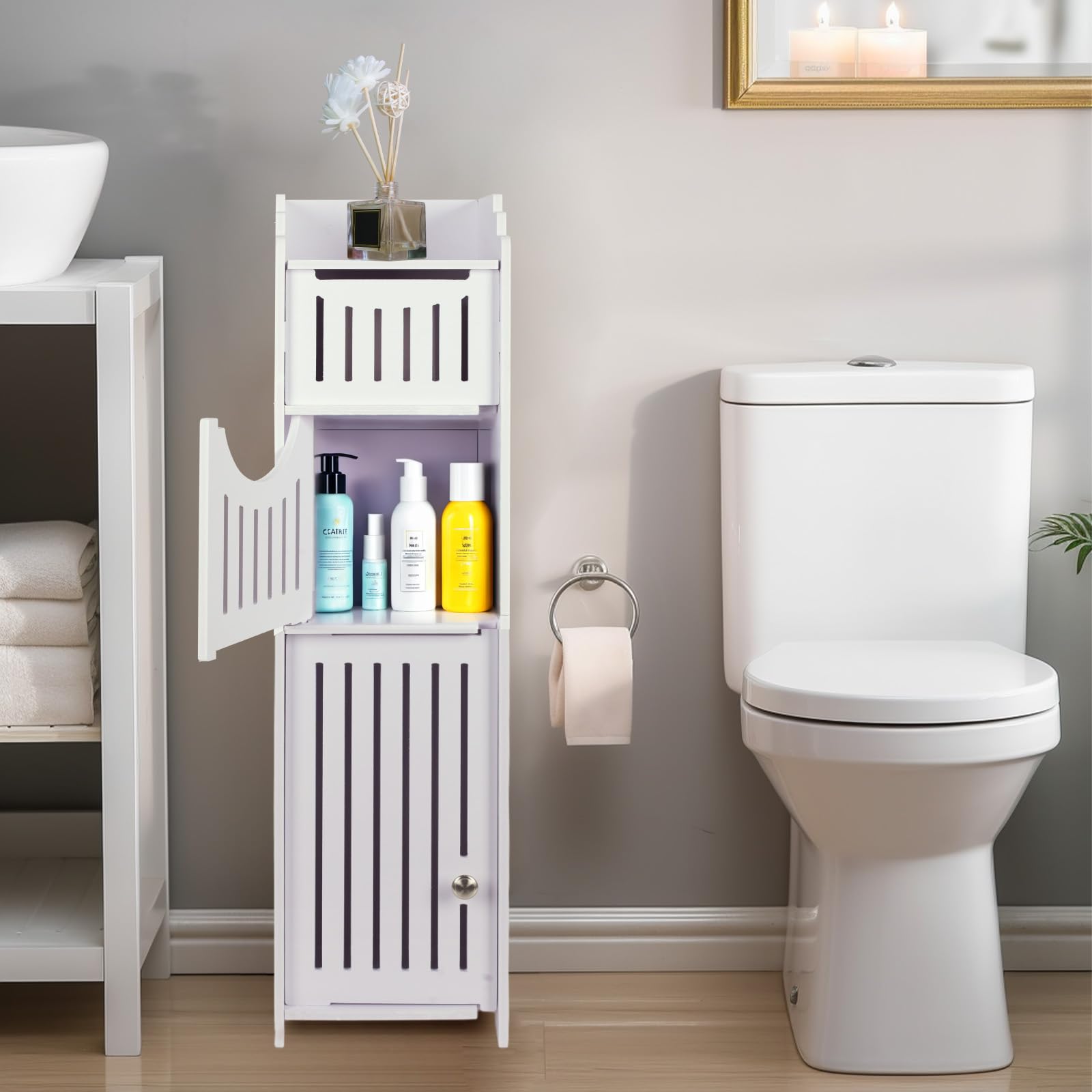 Jolof Store Toilet Paper Holder Stand – Slim Waterproof Bathroom Cabinet