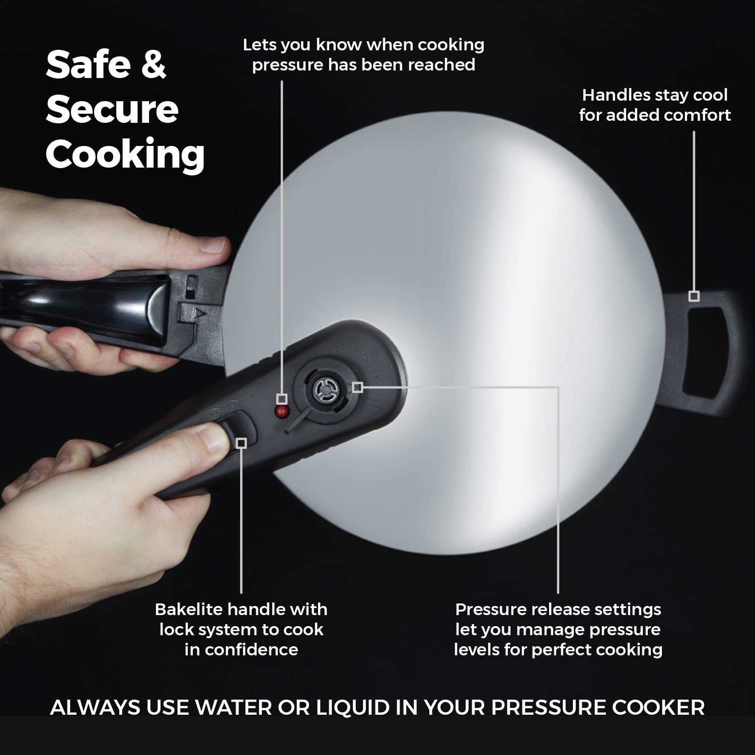 Tower T80245 Stainless Steel Pressure Cooker with Steamer Basket, 3L