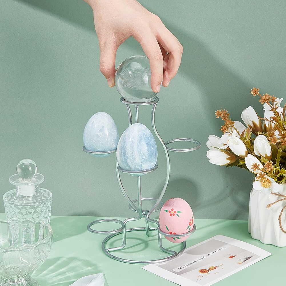NBEADS Crystal Ball Holders, 7 Eggs Display Stand Platinum Iron Multi-Sphere Display Holder for Crystal Ball Sphere Globe Home Office Decor Ornament - image 3