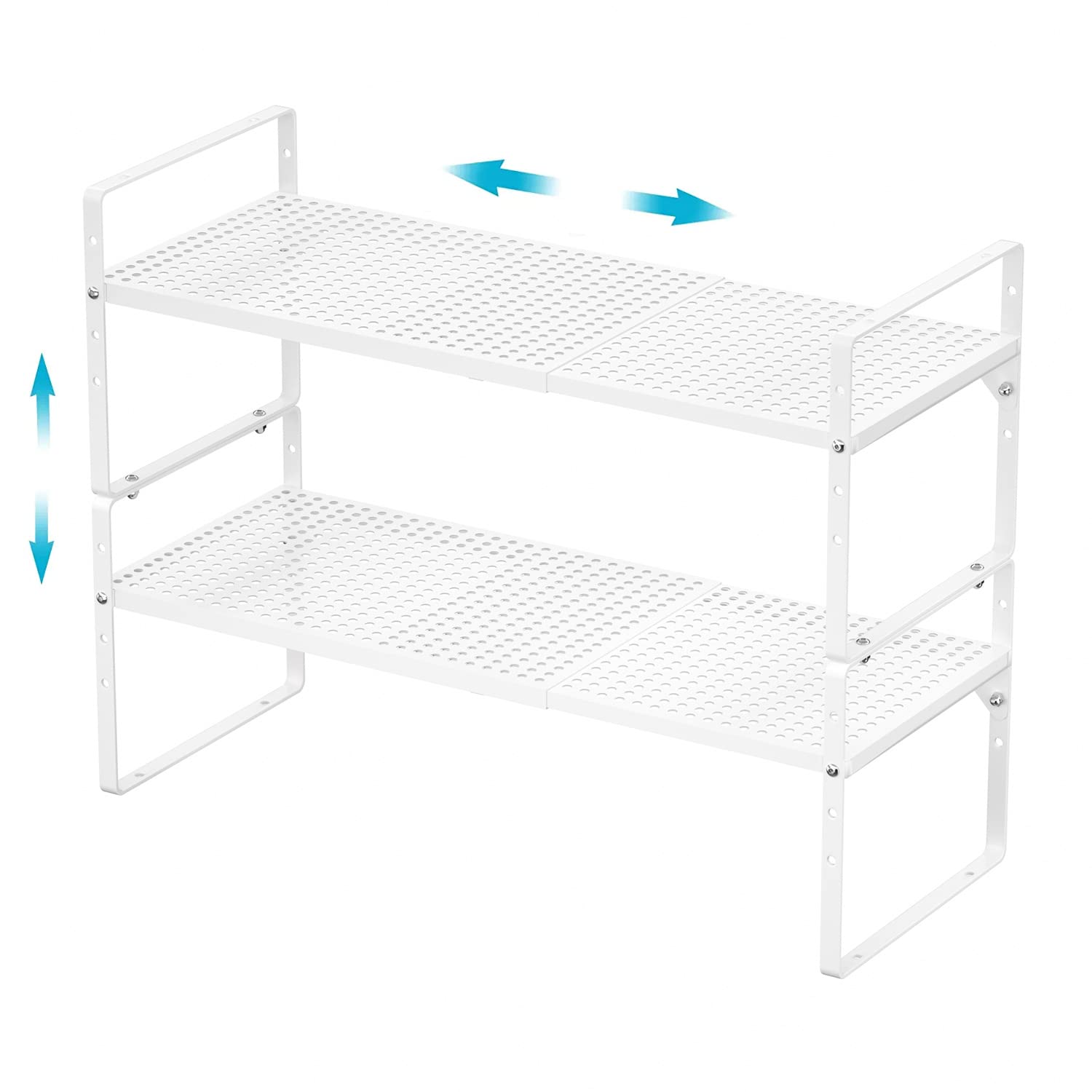 iPEGTOP Expandable Cabinet Shelf Organizer – Heavy Duty Steel Rack, 2 Pack