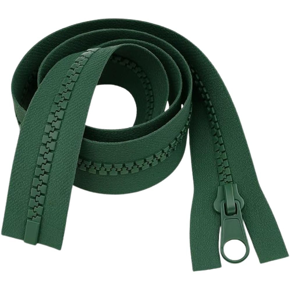 32" 81cm Bottle Green Chunky Zip - Heavy-Duty Open-Ended Separating - image 1