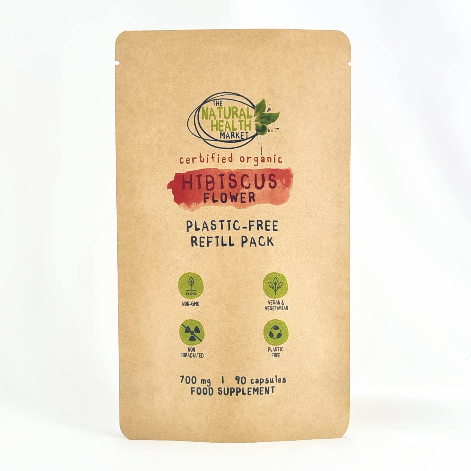 Organic Hibiscus Flower 700mg Capsules - 90 Count Pouch