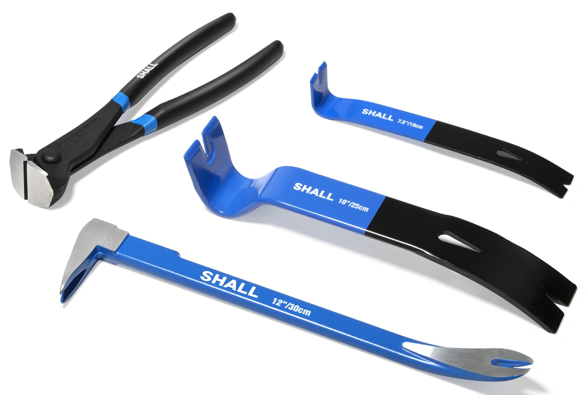 SHALL 4-Piece Pry Bar Set | Cats Paw Nail Puller & End Cutting Pliers
