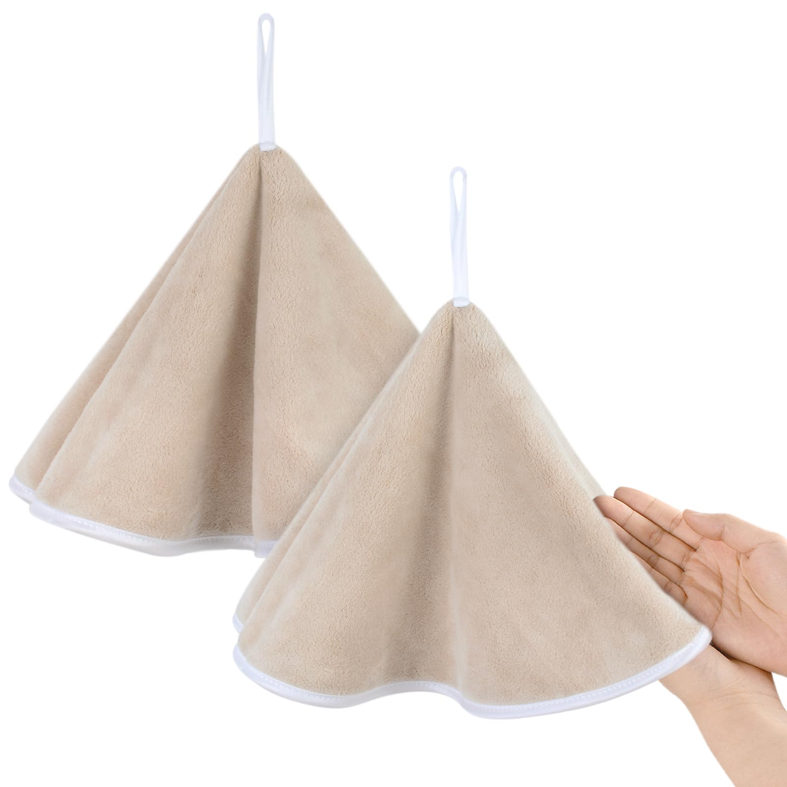 VIVOTE Round Microfibre Hanging Hand Towels – Quick Dry 2-Pack (50x50cm)