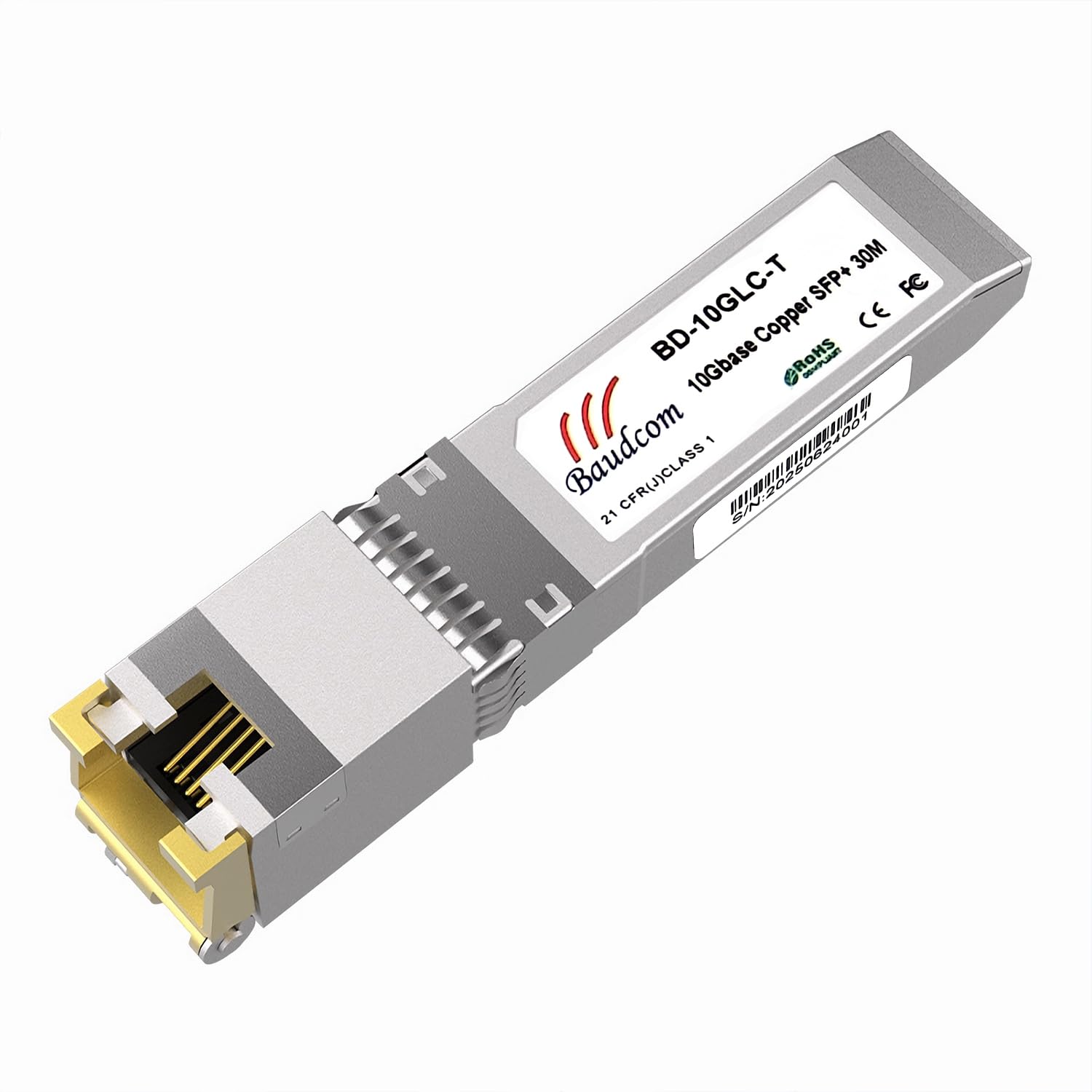 BAUDCOM 10GBase-T SFP+ to RJ45 Copper Transceiver Module – 30m