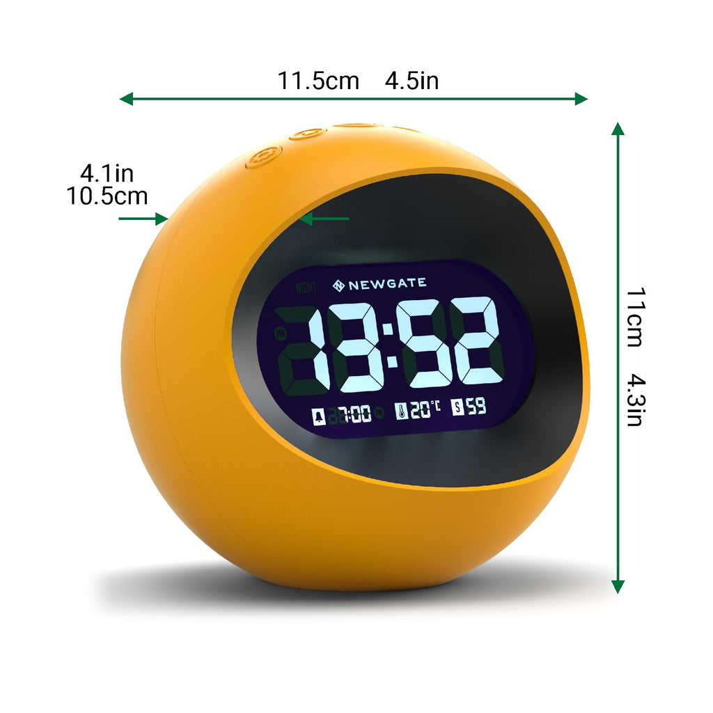 Newgate Centre of the Earth Digital Alarm Clock | LCD Display – Yellow