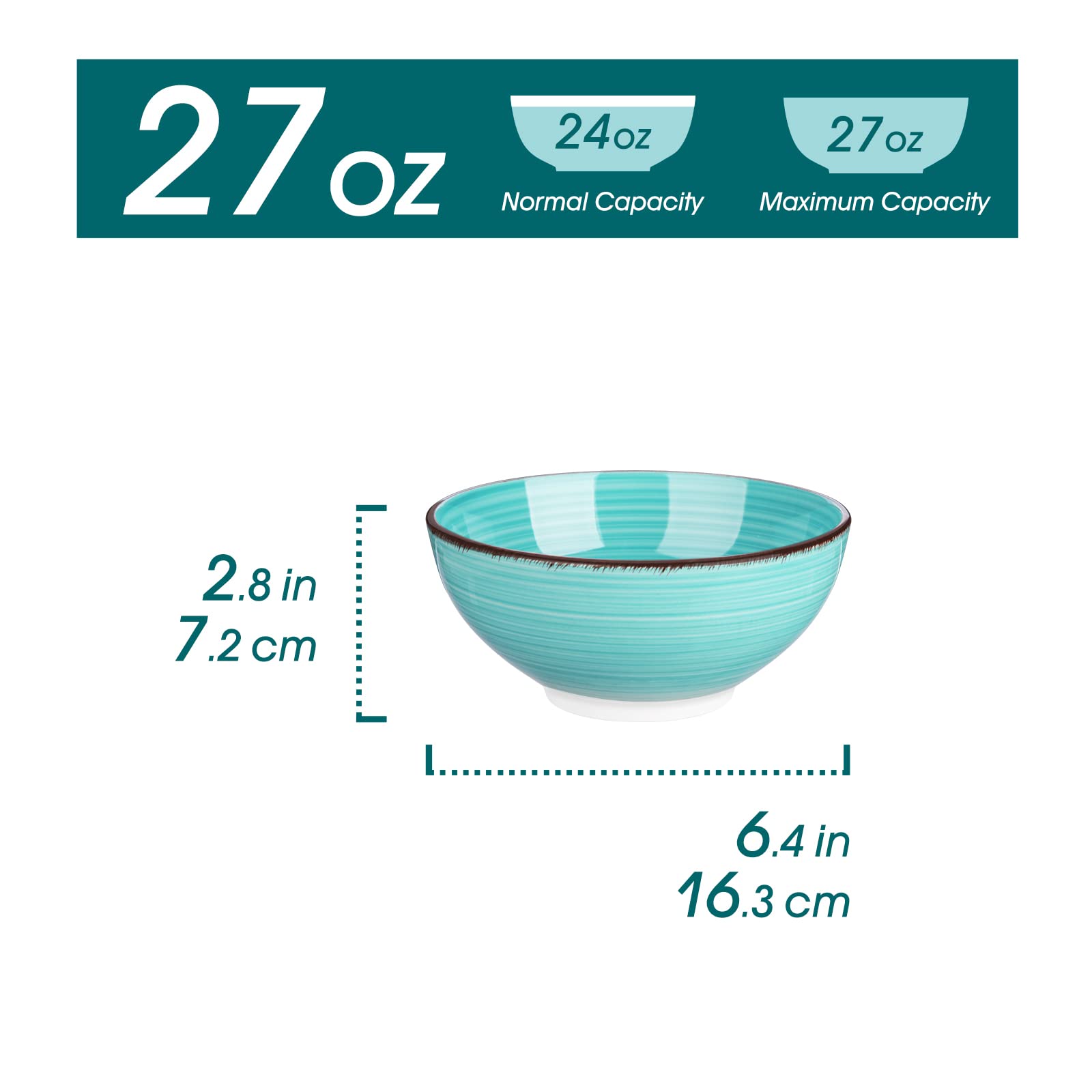 vancasso Bonita 27oz Ceramic Cereal Bowls – Set of 6 Stoneware Soup Bowls