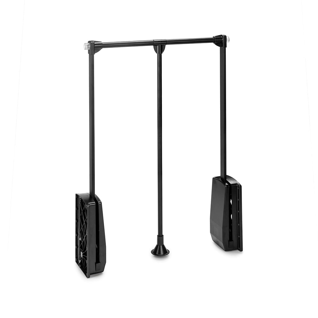 Emuca Pull Down Wardrobe Rail Lift – Adjustable 17.7-23.6" Steel, Black