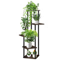 VASZOLA 5 Tier Wood Plant Stand – Tall Metal Indoor Outdoor Rack