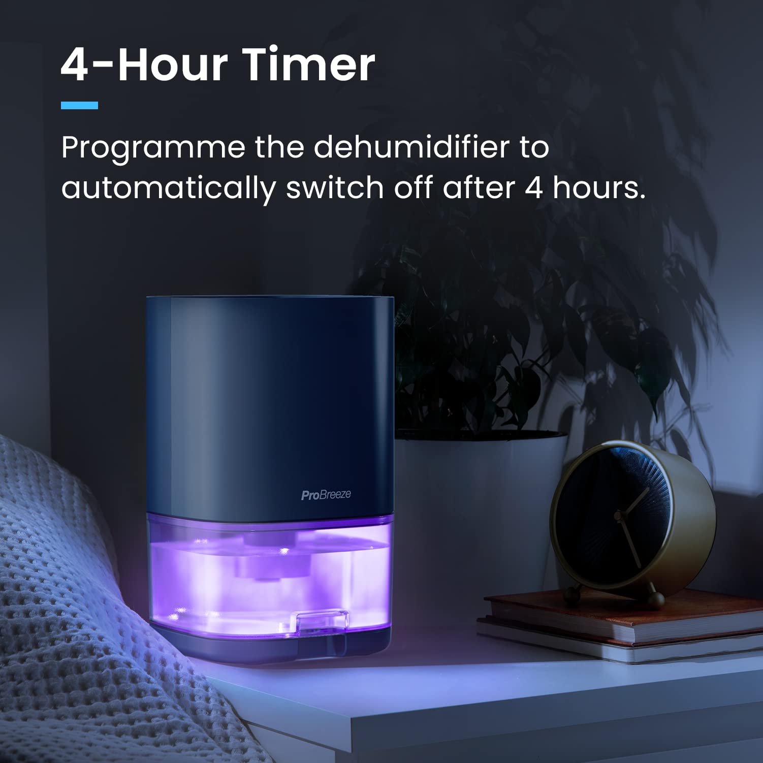 Pro Breeze 1000ml Dehumidifier – Quiet Portable Air Moisture Absorber