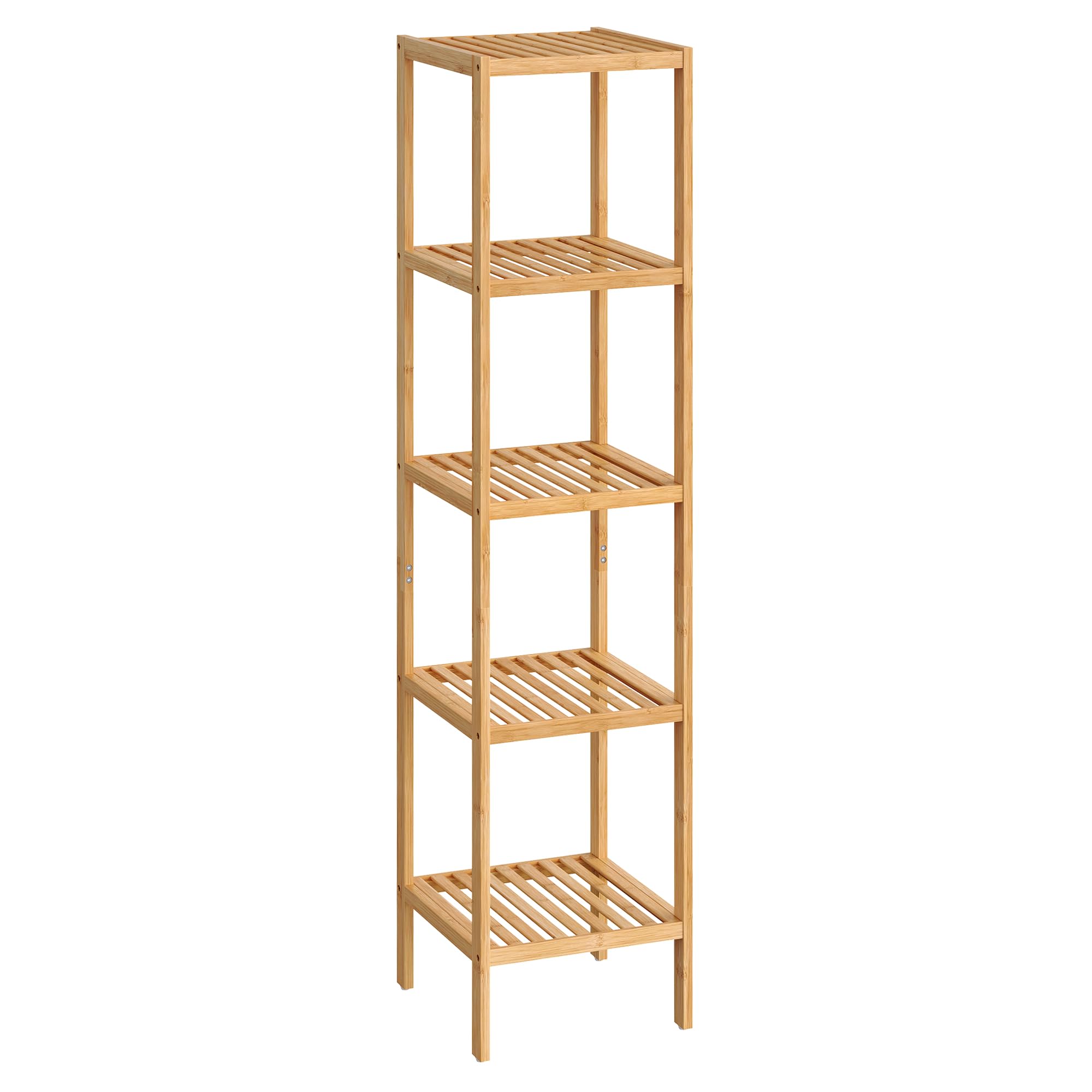 SONGMICS 5-Tier Bamboo Bathroom Shelf | Freestanding Narrow Storage Unit