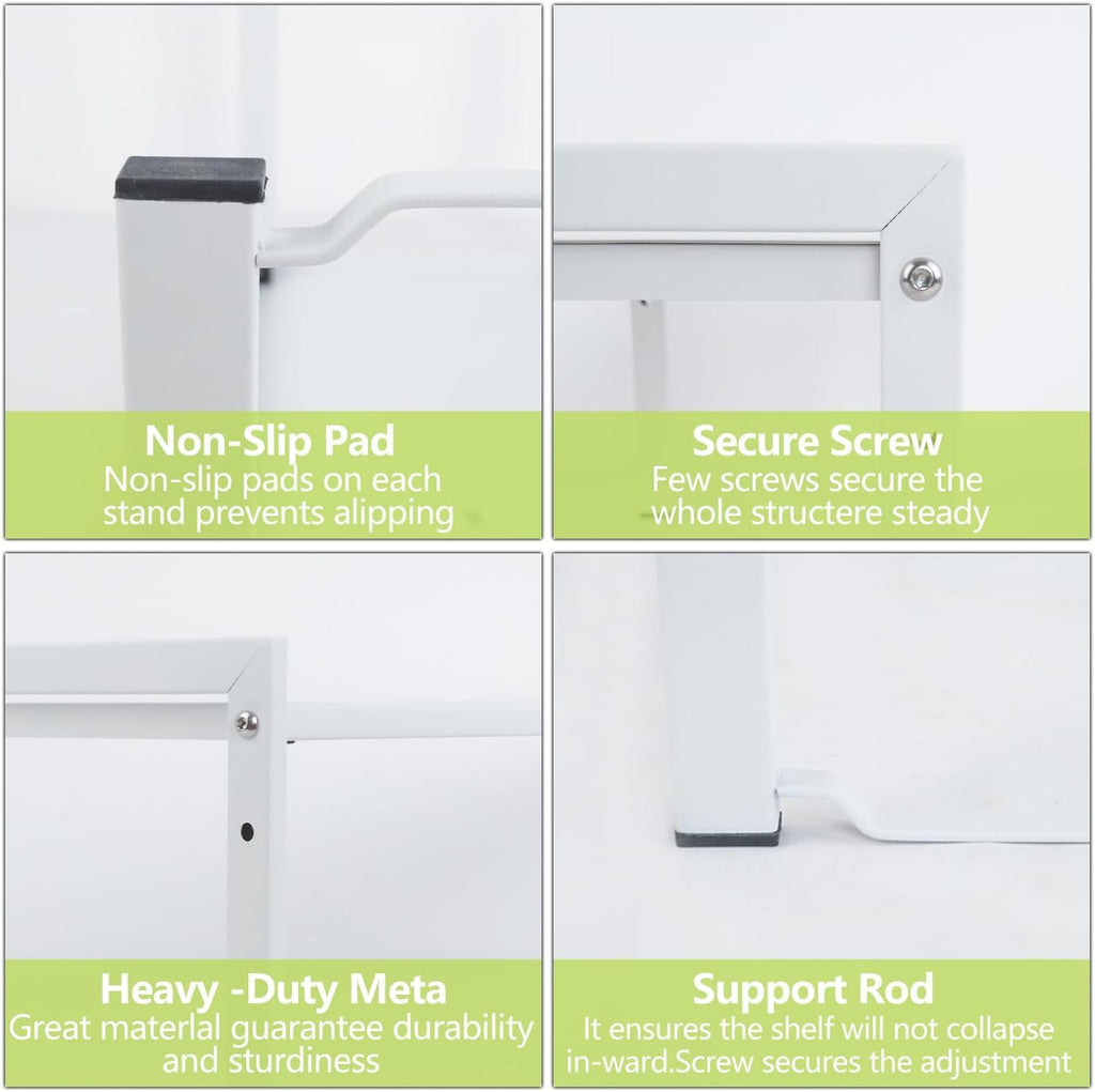 Goodsnetic Expandable Kitchen Cabinet Shelf | 2-Pack Heavy Duty Metal Riser