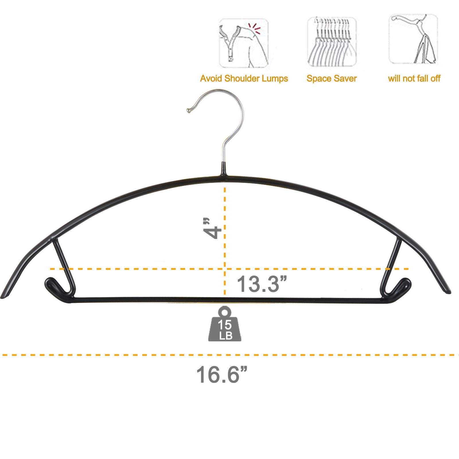 Voilamart Non-Slip Metal Coat Hangers - 30 Pack No Shoulder Bump Hanger