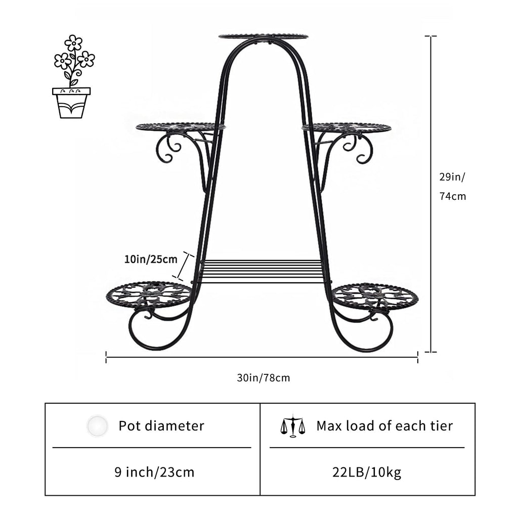 KOLENSA 6 Tier Metal Plant Stand | Rustproof Indoor Outdoor Flower Shelf