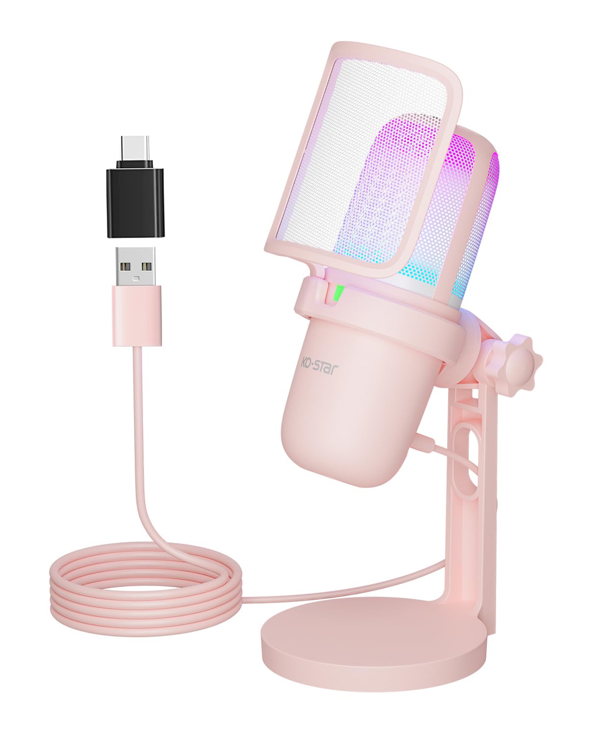 Ko-Star USB Condenser Gaming Microphone with RGB & Pop Filter