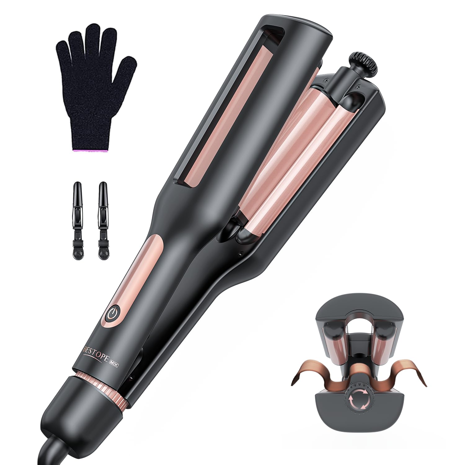 Jolof Store 4-in-1 Adjustable Ceramic Hair Waver - Ionic Beach Wave Curler