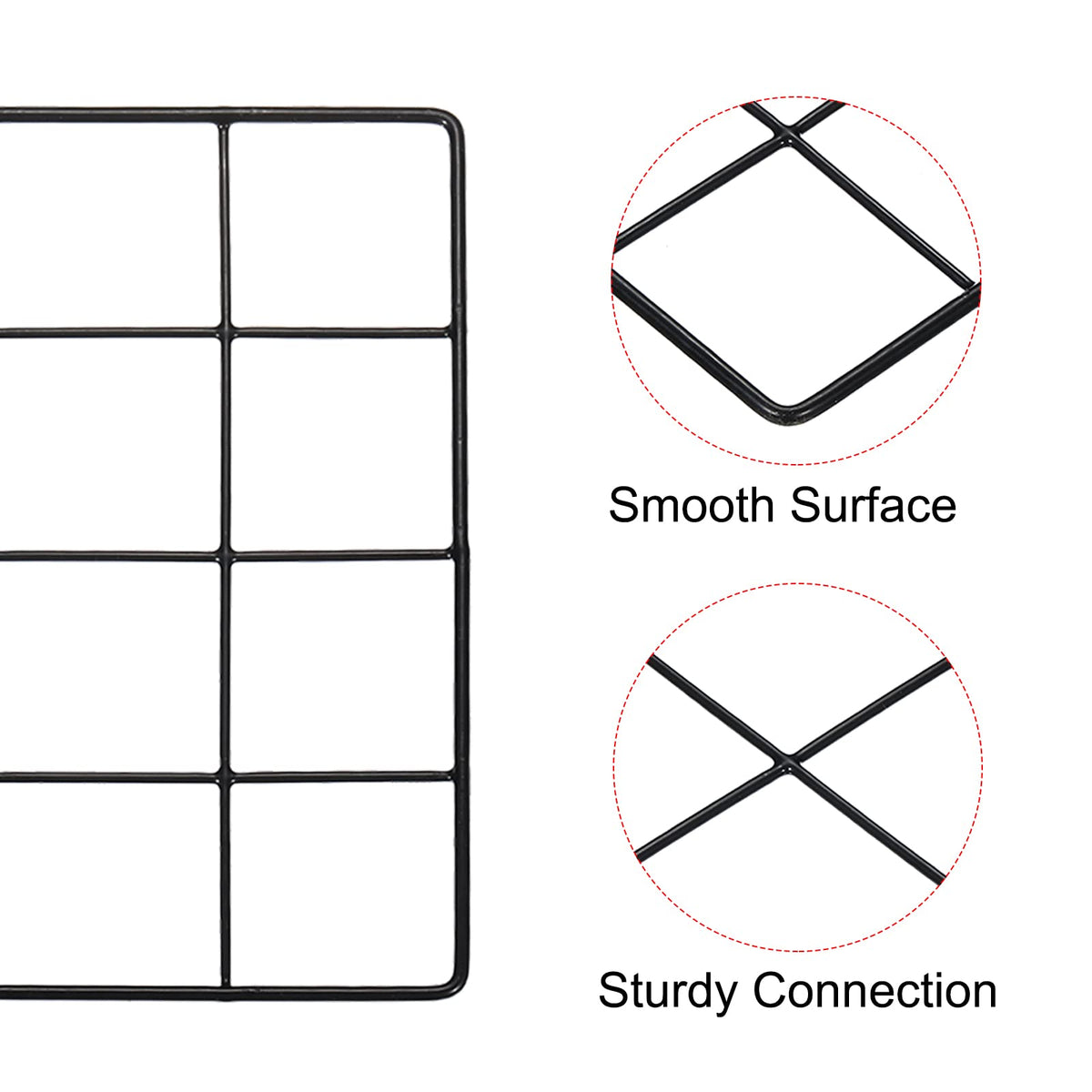 PATIKIL 8"x8" Wire Grid Panel, 1 Pack Wall Grid Decorative Panels Board Photo Pictures Display Decor Hanging Organizer for Home Office, Black