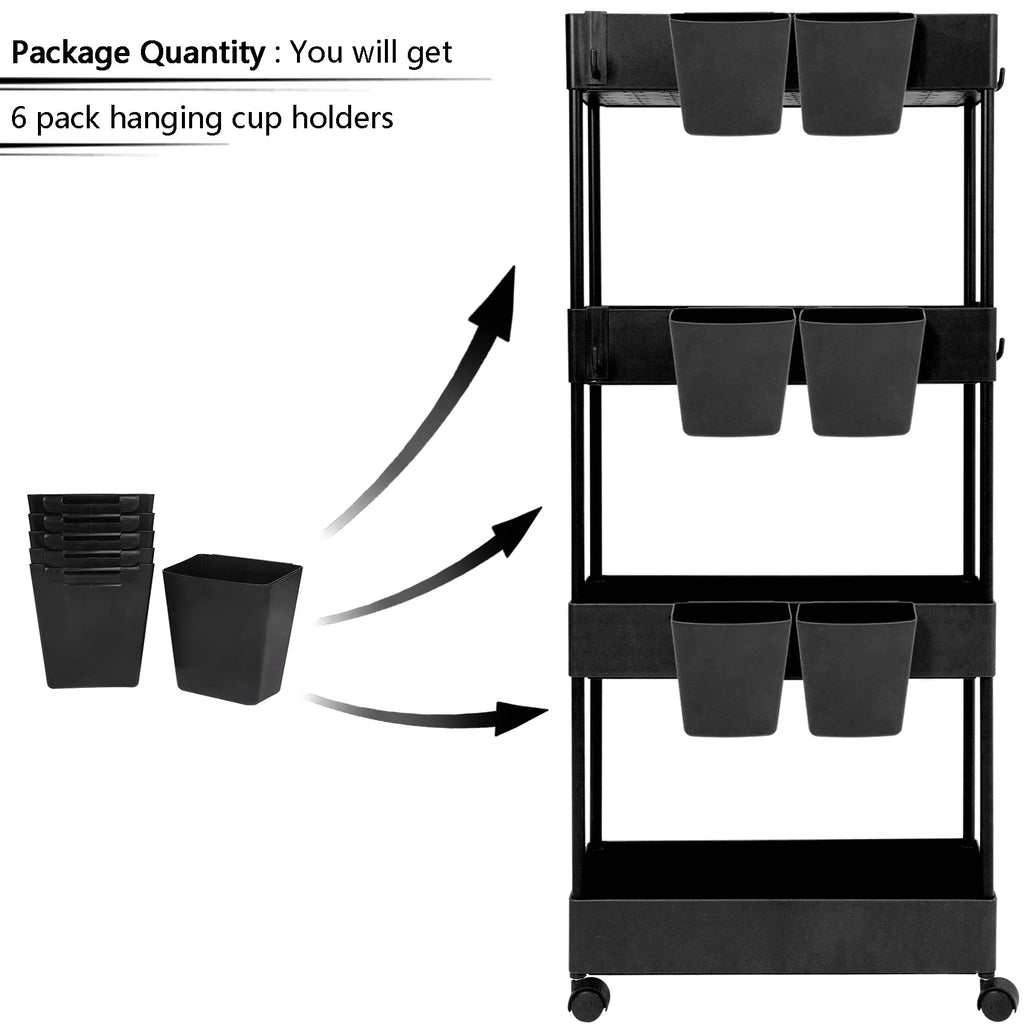 AYVANBER 6 Pack Hanging Cup Holder for Rolling cart Accessories Hooks Little Hanging Buckets Hanging Storage Bins Craft Supplies for Rolling Utility - image 5