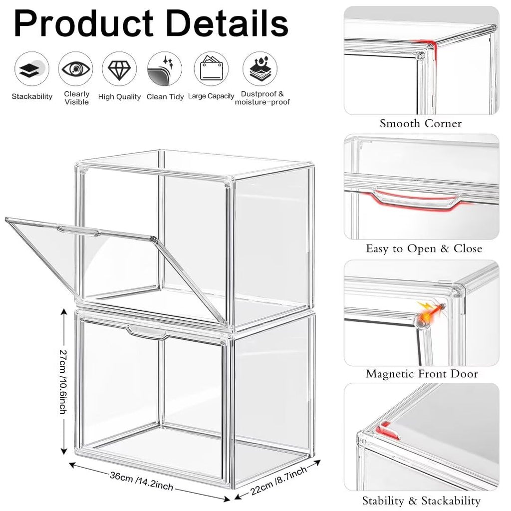 LINYAPRY Clear Acrylic Handbag Organiser – 4 Pack Stackable Display Cases