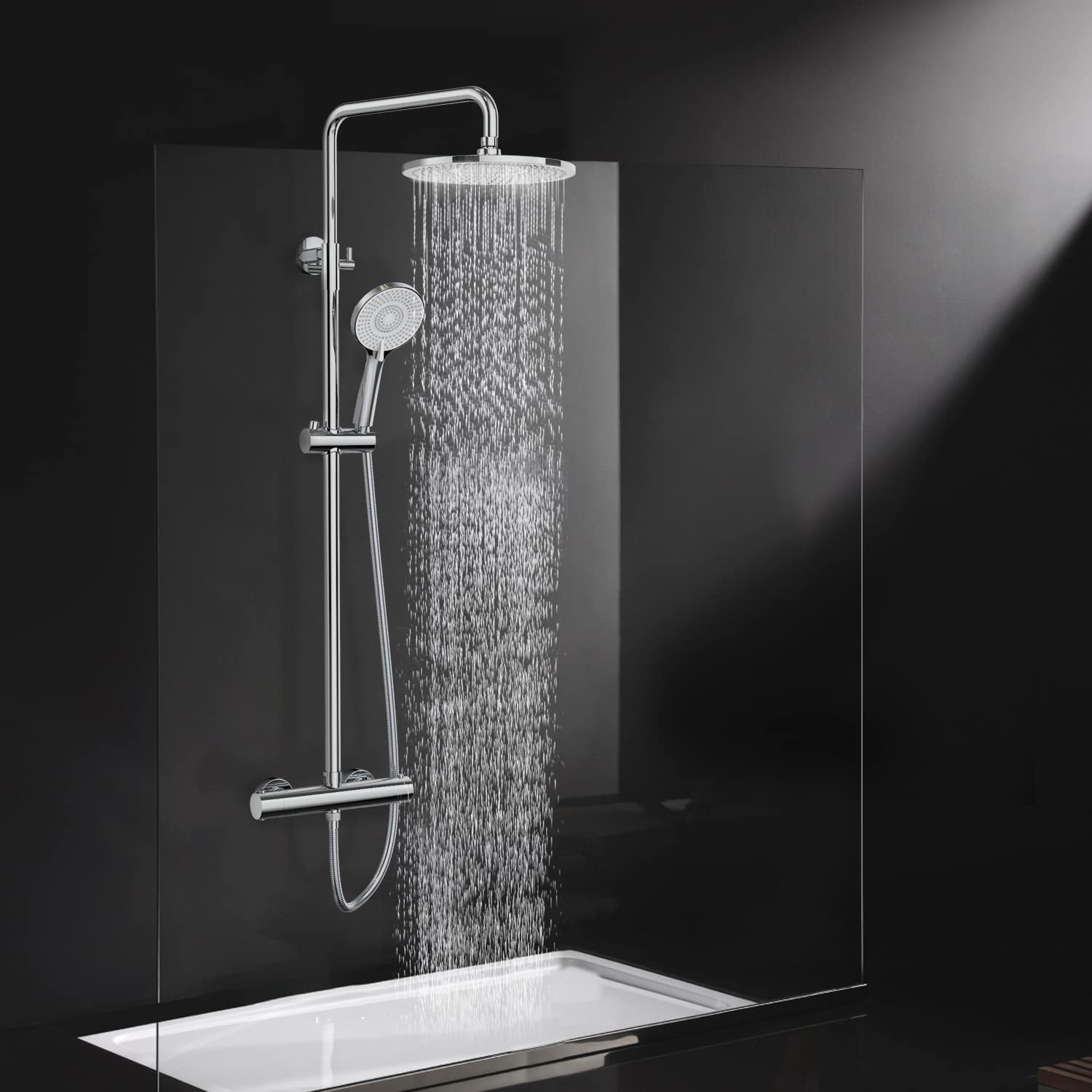 Rainsworth Thermostatic Shower Mixer Set | 25cm Chrome Rainfall Shower